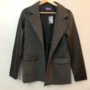 Gray Jacket with Faux Leather Sleeves